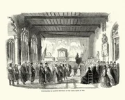 Eine historische Illustration der Amtseinf&uuml;hrung von Camillo Benso in Pisa, Italien.
