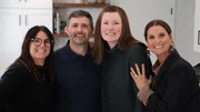Leslie Davis and Lyndsay Lamb pose with the homeowners on reveal day, as seen on Unsellable Houses, Season 5. Leslie Davis and Lyndsay Lamb pose with the homeowners on reveal day, as seen on Unsellable Houses, Season 5.