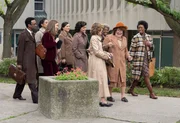 L-R: Gloria Steinem (Rose Byrne), Carmen Delgado Votaw (Andrea Navedo), Jill Ruckelshaus (Elizabeth Banks), Bella Abzug (Margo Martindale) and Audrey Rowe Colom (Melissa Joyner).