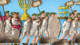 Nachbildung eines Reliefs, was die Pluenderung des jerusalemer Tempels zeigt.

Verwendung nur in Verbindung mit der Programmkommunikation. Jede andere Nutzung ist untersagt.
