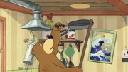 Dr. Brumm versucht, seinen Pfannkuchen von der Decke zu bekommen. Dr. Brumm versucht, seinen Pfannkuchen von der Decke zu bekommen.