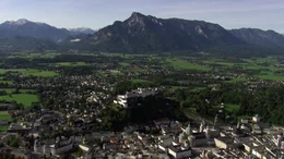 Untersberg , Stadt Salzburg mit Hohenfestung.