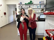 Pet Psychic Beth Lee-Crowther with contributor Elisha Clarke and Cookie the cat