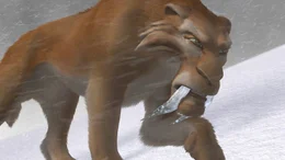 Spielt ein doppeltes Spiel: S&auml;belzahntiger Diego wei&szlig; nicht, ob er solidarisch mit seiner Horde oder den neu gewonnenen Freunden Sid und Mann sein soll ...