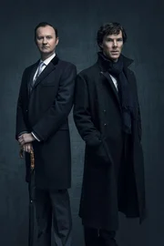 Picture shows: Mycroft Holmes (MARK GATISS) and Sherlock Holmes (BENEDICT CUMBERBATCH)