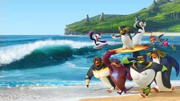 (v.l.) Hunter, Paige, Mr. McMahon, Cody, J.C., Lani, Chicken Joe und Undertaker machen sich auf den Weg, um die gef&auml;hrlichste Surf-Bucht der Welt zu finden. Werden sie die dortigen Wellen &uuml;berstehen k&ouml;nnen?