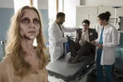 Florian Schindler (Bruno Bruni, hi. M.) wird nach einer Halloween-Party ins JTK eingeliefert. Oberarzt Dr. Matteo Moreau (Mike Adler, hi.l.) und Tom Zondek (Tilman P&ouml;rzgen, hi.r.) nehmen ihn auf. Die &Auml;rzte bemerken, dass Florian mit sich selbst spricht. Er erkl&auml;rt, dass er nicht alleine ist, er hat Besuch von seiner verstorbenen Freundin Helen Kern (Sophie Weikert, l.).