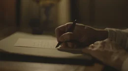 Reenactment Robert Koch schreibt seine Entdeckungen nieder.