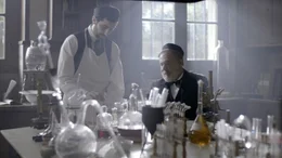 Reenactment Louis Pasteur und sein Laborassistent.