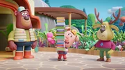 Dieses Buch-Chaos können nur die Werkel-Ferkel wieder in Ordnung bringen. Dieses Buch-Chaos können nur die Werkel-Ferkel wieder in Ordnung bringen.