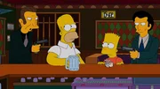Die Schergen von Mafiaboss Fat Tony (l. und r.) entf&uuml;hren Bart (2.v.r.) und Homer Simpson (2.v.l.). Sie sollen nicht eher freikommen, bis Bart seine Zauberk&uuml;nste auch f&uuml;r Fat Tony eingesetzt hat und dessen bestes Rennpferd schwanger geworden ist ...