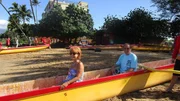 Cleints Ed and Lynn Mendhelson get ready to take a paddling lesson in Maui.