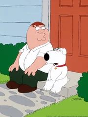 (5. Staffel) - Brian (r.), der Hund, ist der erste, an den sich Peter (l.) in Krisen wendet.