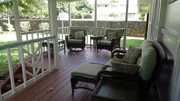 View of the back Patio, shown to clients Eric and Cheryl Jones, in Kauai, Hawaii, as seen on HGTV's Hawaii Life.