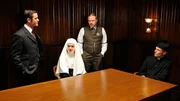 Detective Murdoch (Yannick Bisson), Schwester Theresa (Katie Boland), Inspector Brackenreid (Thomas Craig) und Vater William (Sebastian Pigott).