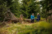 Natur Natur sein lassen: Im Nationalpark Bayerischer Wald trifft Harald Lesch (r.) den Forschungsleiter J&ouml;rg M&uuml;ller (l.). Er setzt darauf, dass sich die Natur selbst regenerieren kann.