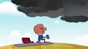 Magoo glaubt, dass es bei ihm durchs Dach regnet und will die undichte Stelle schlie&szlig;en. Nat&uuml;rlich landet er nicht auf seinem Dach, sondern auf dem Zeppelin von Fizz.