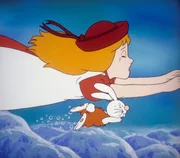 Alice und Benny Bunny schwimmen so schnell sie k&ouml;nnen zum Unterwasser-Schlo&szlig; der gro&szlig;en Krake.