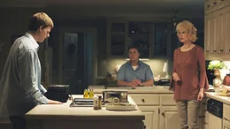 L-R: Jared Eamons (Lucas Hedges), Marshall Eamons (Russell Crowe) and Nancy Eamons (Nicole Kidman)