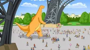 Mit Riesenschritten marschiert Tom auf den Eiffelturm in Paris zu. Mit Riesenschritten marschiert Tom auf den Eiffelturm in Paris zu.