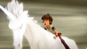 Arthur fragt sich, was das Einhorn mit ihm vorhat. Arthur fragt sich, was das Einhorn mit ihm vorhat.