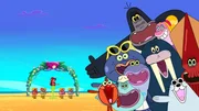 Die Inselbewohner empfangen Zig und Sharko freundlich und ihr neues Aussehen lockt sogar Verehrerinnen an.  +++
