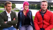 Sebastian Nauschwitz (links), Katrin Balder (Mitte) und Robin Hartkemeyer (rechts) waren der innere Kern der Facebookgruppe &bdquo;Regen in M&uuml;nster&ldquo;. Sie steuerten die Hilfseins&auml;tze hunderter Helfer.