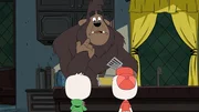 At the desk: Gavin. L-R: Louie, Huey At the desk: Gavin. L-R: Louie, Huey