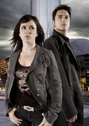 Gwen (EVE MYLES) and Jack (JOHN BARROWMAN) Gwen (EVE MYLES) and Jack (JOHN BARROWMAN)