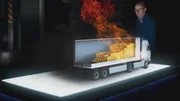 Die UCL-Chemikerin Prof. Andrea Sella betrachtet eine CGI-Darstellung der Katastrophe im Mont-Blanc-Tunnel. (Blink Films UK) Die UCL-Chemikerin Prof. Andrea Sella betrachtet eine CGI-Darstellung der Katastrophe im Mont-Blanc-Tunnel. (Blink Films UK)