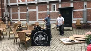 Arbeiten am neuen Schlossrestaurant im Schlossinnenhof. Arbeiten am neuen Schlossrestaurant im Schlossinnenhof.