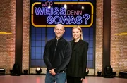 Der Schauspieler und Drehbuchautor J&uuml;rgen Vogel (l.) und die Filmschauspielerin Lea Zoe Voss (r.) treten bei "Wer wei&szlig; denn sowas?" gegeneinander an.