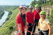 Klettern mit der Bergwacht Unterland in den Felseng&auml;rten bei Hessigheim - Lena Br&auml;uning, J&ouml;rg Feufel und Annette Krause.