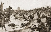 Eine Illustration zeigt den K&ouml;nig der Angelsachsen in der Schlacht von Brunanburgh, als eine vereinte Streitmacht aus Schotten und Wikingern in England einfiel. (Alamy Stock Photo)