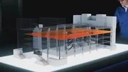 Der Bauingenieur und Brandforscher Prof. Luke Bisby betrachtet eine CGI-Darstellung der Sampoong Mall. Der Bauingenieur und Brandforscher Prof. Luke Bisby betrachtet eine CGI-Darstellung der Sampoong Mall.