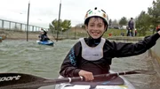 Ein Schnappschuss von Anton w&auml;hrend seines Kanuslalom-Trainings.