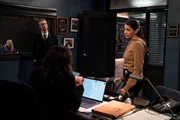 Pictured: (l-r) Kelli Giddish as Detective Amanda Rollins, Peter Scanavino as Detective Sonny Carisi, Mariska Hargitay as Captain Olivia Benson, Jamie Gray Hyder as Officer Katriona "Kat" Azar Tamin Pictured: (l-r) Kelli Giddish as Detective Amanda Rollins, Peter Scanavino as Detective Sonny Carisi, Mariska Hargitay as Captain Olivia Benson, Jamie Gray Hyder as Officer Katriona "Kat" Azar Tamin