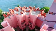 Ferienkomplex "Muralla Roja" im Stil der nordafrikanischer Kasbas in Calpe. Ferienkomplex "Muralla Roja" im Stil der nordafrikanischer Kasbas in Calpe.