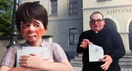 Rotzbub (vorne), der Pfarrer