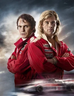 v.li.: Niki Lauda (Daniel Br&uuml;hl), James Hunt (Chris Hemsworth).