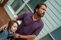 L-R: Nathan Garrity (Roger Dale Floyd), John Garrity (Gerard Butler)
