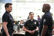 THE ROOKIE - "Fight or Flight" - Officers John Nolan and Lucy Chen must fulfill three quests if they want to get a stolen police helicopter back safely from a teenage thief. Meanwhile, Officer Nyla Harper and Aaron Thorson must guard a convicted cop killer in the hospital following a prison riot on an all-new episode of "The Rookie." NATHAN FILLION, MELISSA O’NEIL, RICHARD T. JONES THE ROOKIE - "Fight or Flight" - Officers John Nolan and Lucy Chen must fulfill three quests if they want to get a stolen police helicopter back safely from a teenage thief. Meanwhile, Officer Nyla Harper and Aaron Thorson must guard a convicted cop killer in the hospital following a prison riot on an all-new episode of "The Rookie." NATHAN FILLION, MELISSA O’NEIL, RICHARD T. JONES