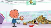 Fizz m&ouml;chte unbedingt den Backwettbewerb gegen den Pr&auml;sidenten gewinnen und ist deshalb im Supermarkt, um Zutaten zu kaufen.