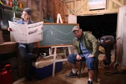 Tom "Blowfish" Herd and Michele renacting a scene from Jaws. Quint's first appereance.