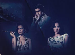 Vikram Makhija (Arjan Bajwa, oben) Cynthia Pavri (Ileana D'Cruz, re unten) Preeti Makhija (Esha Gupta, li unten)
