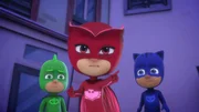 L-R: Gekko (voiced by Kyle Breitkopf), Owlette (voiced by Addison Holley), Catboy (voiced by Jacob Ewaniuk)