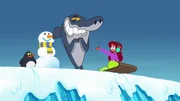 Marina und Sharko lernen einen Pinguin kennen.  +++
