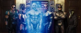 Wer wird die W&auml;chter &uuml;berwachen? (v.l.n.r.) die Superhelden und Watchmen The Comedian (Jeffrey Dean Morgan), Silk Spectre II (Malin Akerman), Dr. Manhattan (Billy Crudup), Adrian Veidt aka Ozymandias (Matthew Goode), Night Owl II (Patrick Wilson) und Rorschach (Jackie Earle Haley) ...