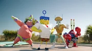 Bereit zum Angriff: (v.l.n.r.) Patrick, Spongebob, Thaddäus und Mr. Krabs kämpfen jenseits des Ozeans gegen den fiesen Piraten, um das Geheimrezept zurückzuerobern ... Bereit zum Angriff: (v.l.n.r.) Patrick, Spongebob, Thaddäus und Mr. Krabs kämpfen jenseits des Ozeans gegen den fiesen Piraten, um das Geheimrezept zurückzuerobern ...