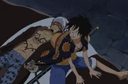 Trafalgar D. Law (l.); Ruffy (r.) Trafalgar D. Law (l.); Ruffy (r.)